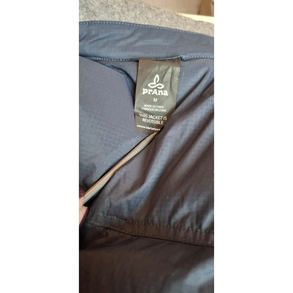 Prana B-Side Jacket Mens Size M Gray Puffer Bomber Wool duck Down Reversible - Picture 4 of 12